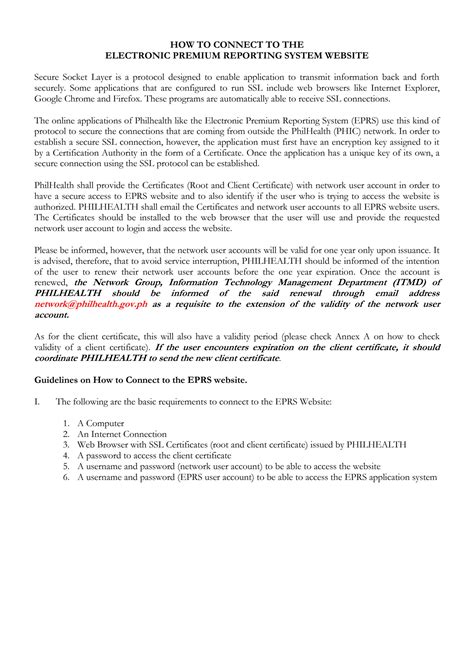 How to connect to eprs guidelines for new and .